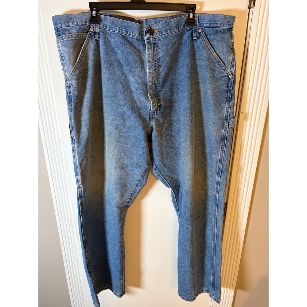 Wrangler Mens Carpenter Jeans 42x30 Blue Denim Relaxed Fit Hammer Loop 94LSWVD